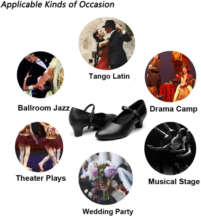 MSMAX Women's Black Pump Dance Shoes Latin Salsa Tango Practice Ballroom Party Performance Shoe