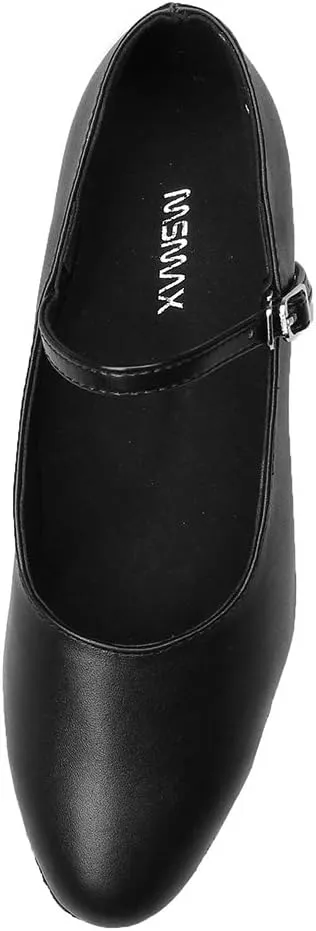 MSMAX Women's Black Pump Dance Shoes Latin Salsa Tango Practice Ballroom Party Performance Shoe