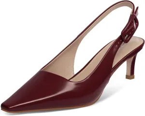 MUCCCUTE Slingback Heels for Women Closed Pointed Toe Heels Women's Pumps 2 3/5" Mid Heel Comfortable Office Wedding Party Pump