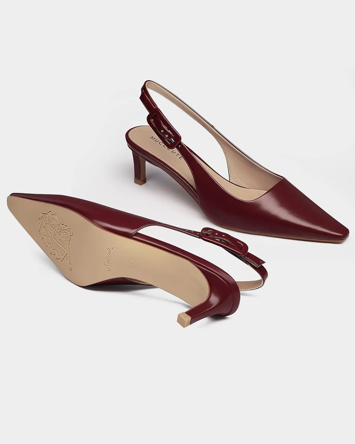 MUCCCUTE Slingback Heels for Women Closed Pointed Toe Heels Women's Pumps 2 3/5" Mid Heel Comfortable Office Wedding Party Pump
