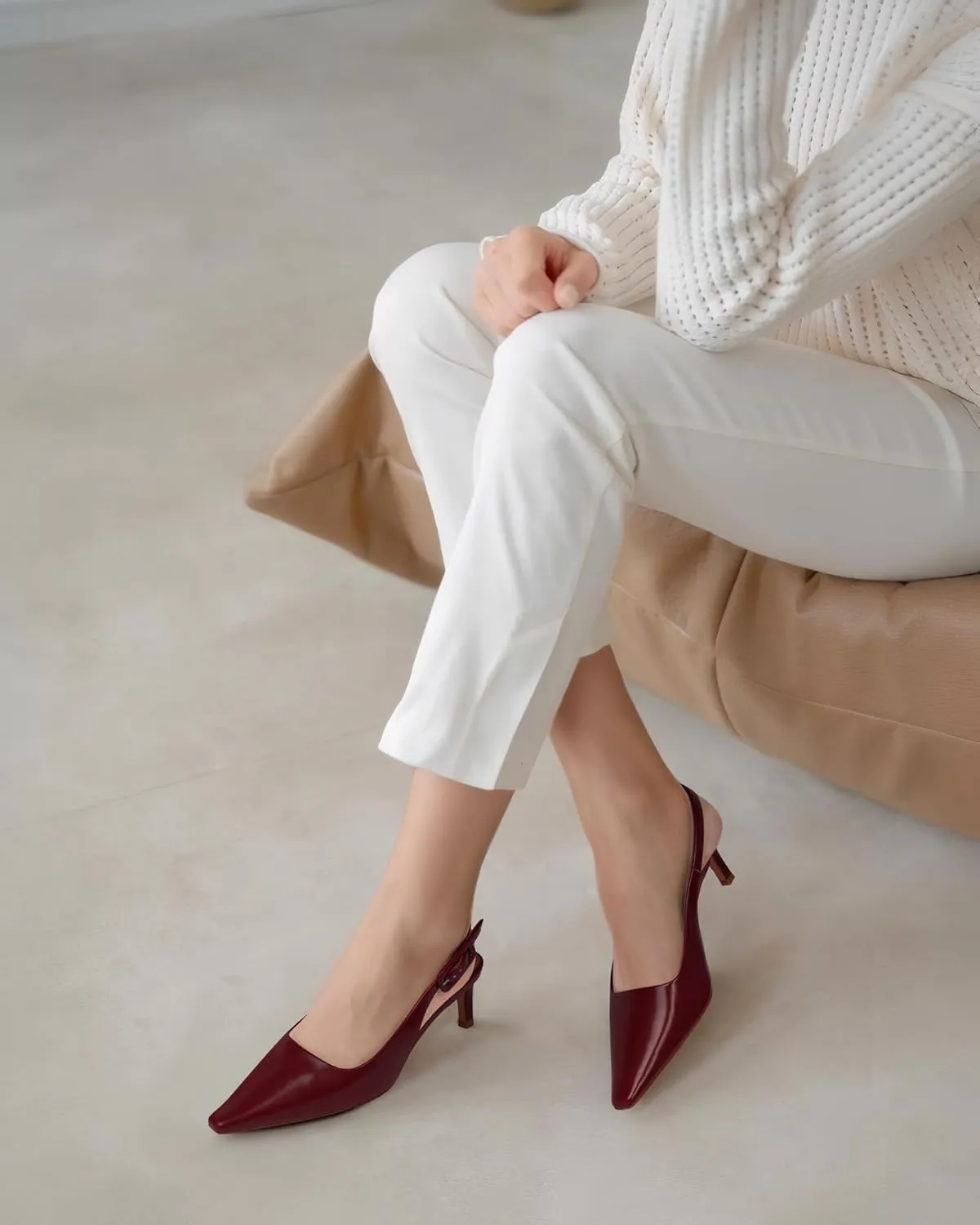 MUCCCUTE Slingback Heels for Women Closed Pointed Toe Heels Women's Pumps 2 3/5" Mid Heel Comfortable Office Wedding Party Pump