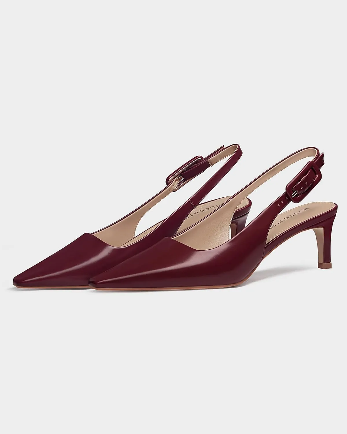 MUCCCUTE Slingback Heels for Women Closed Pointed Toe Heels Women's Pumps 2 3/5" Mid Heel Comfortable Office Wedding Party Pump