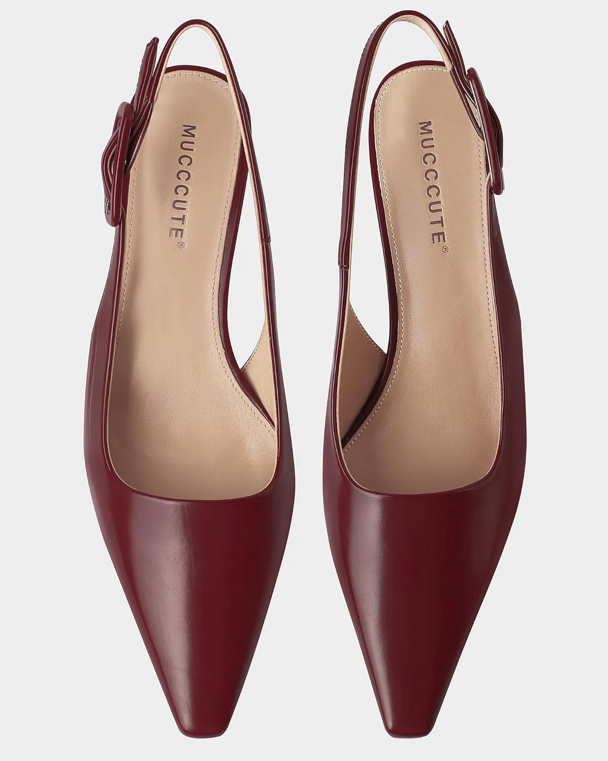 MUCCCUTE Slingback Heels for Women Closed Pointed Toe Heels Women's Pumps 2 3/5" Mid Heel Comfortable Office Wedding Party Pump