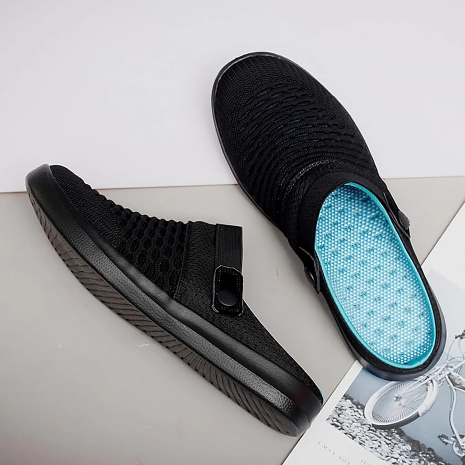 Mules Clogs for Women 2025 Air Cushion Platform Mesh Mules Sneaker Sandals for Women Orthopedic Arch Support Slippers Men Wide Width Slip On Walking Shoes