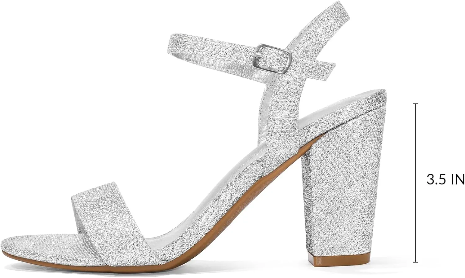 mysoft Women's Chunky Block Heels 3.5IN Open Toe Ankle Strap High Heeled Sandals Wedding Party Dress Pump Shoes