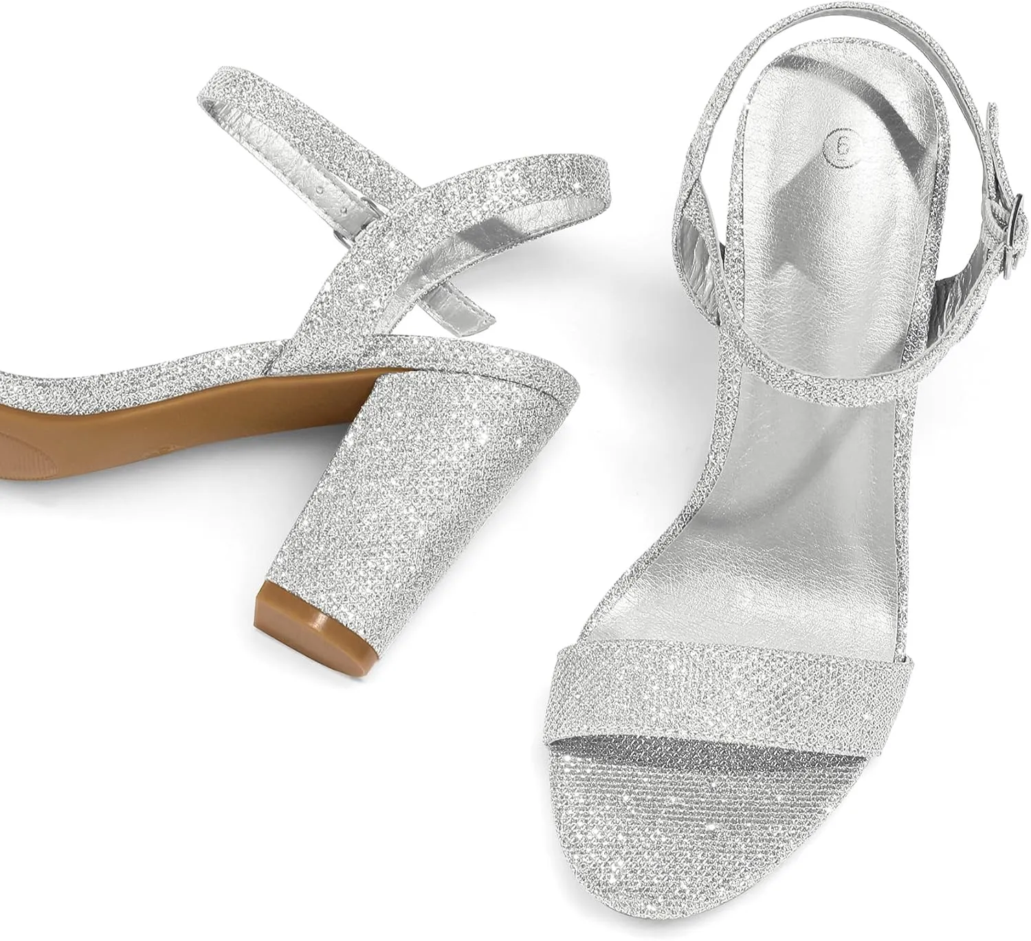 mysoft Women's Chunky Block Heels 3.5IN Open Toe Ankle Strap High Heeled Sandals Wedding Party Dress Pump Shoes