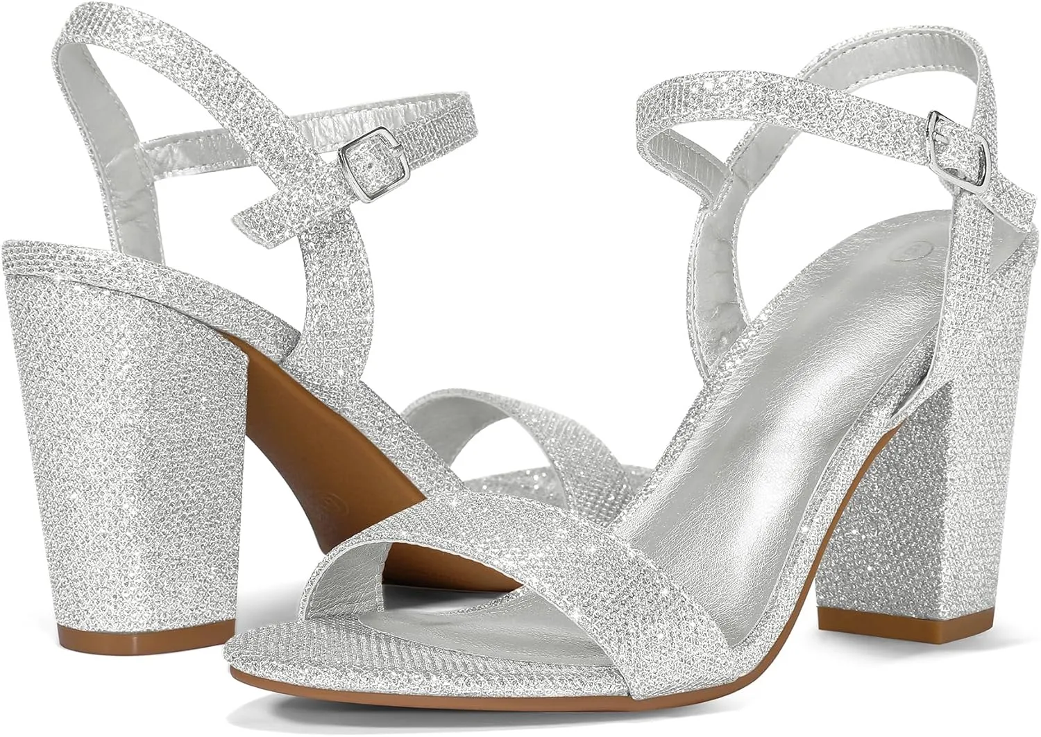 mysoft Women's Chunky Block Heels 3.5IN Open Toe Ankle Strap High Heeled Sandals Wedding Party Dress Pump Shoes