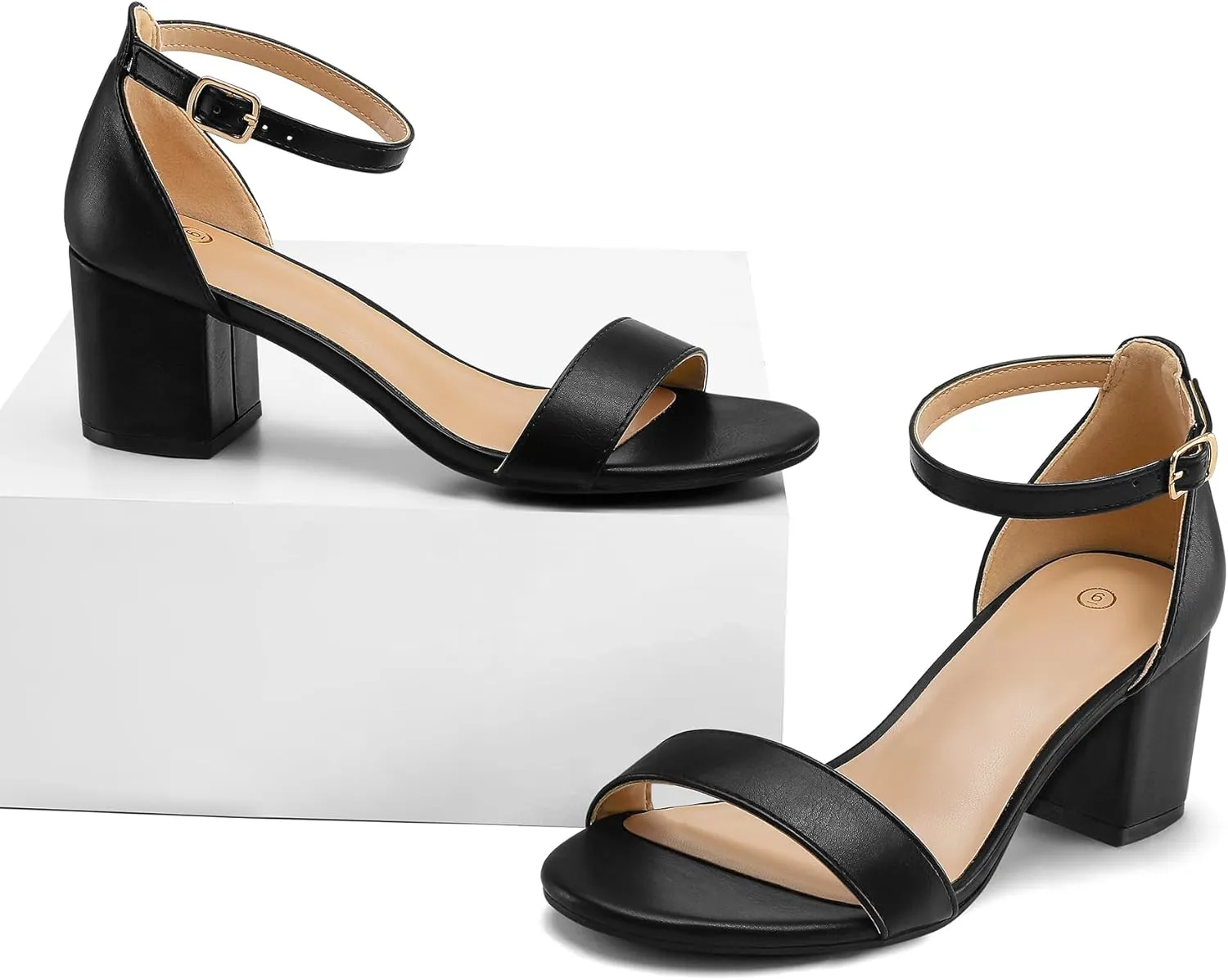 mysoft Women's Chunky Low Heels Open Toe Block Heeled Dress Ankle Strap Pump Wedding Sandals