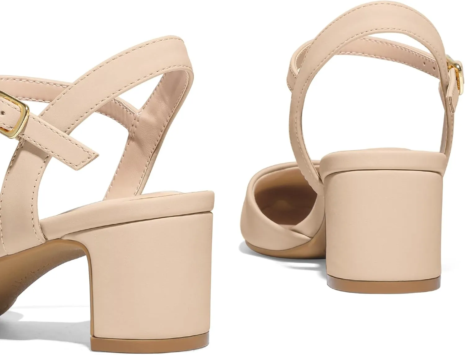 mysoft Women's Pumps 2 Inch Chunky Block Heel Pointed Toe Ankle Strap Slingback Wedding Party Dress Shoes