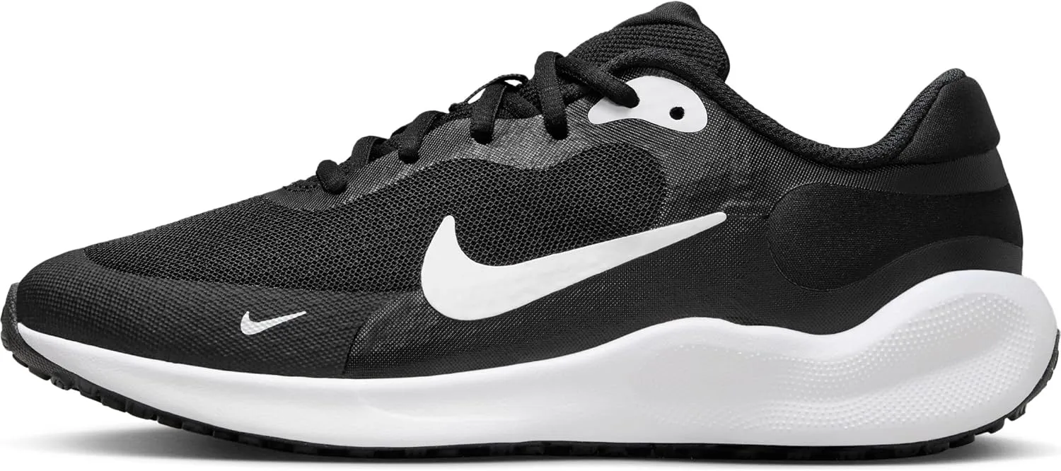 Nike Revolution 7 Running Shoes Sneaker, Black/White-White, 6 US Unisex Big Kid
