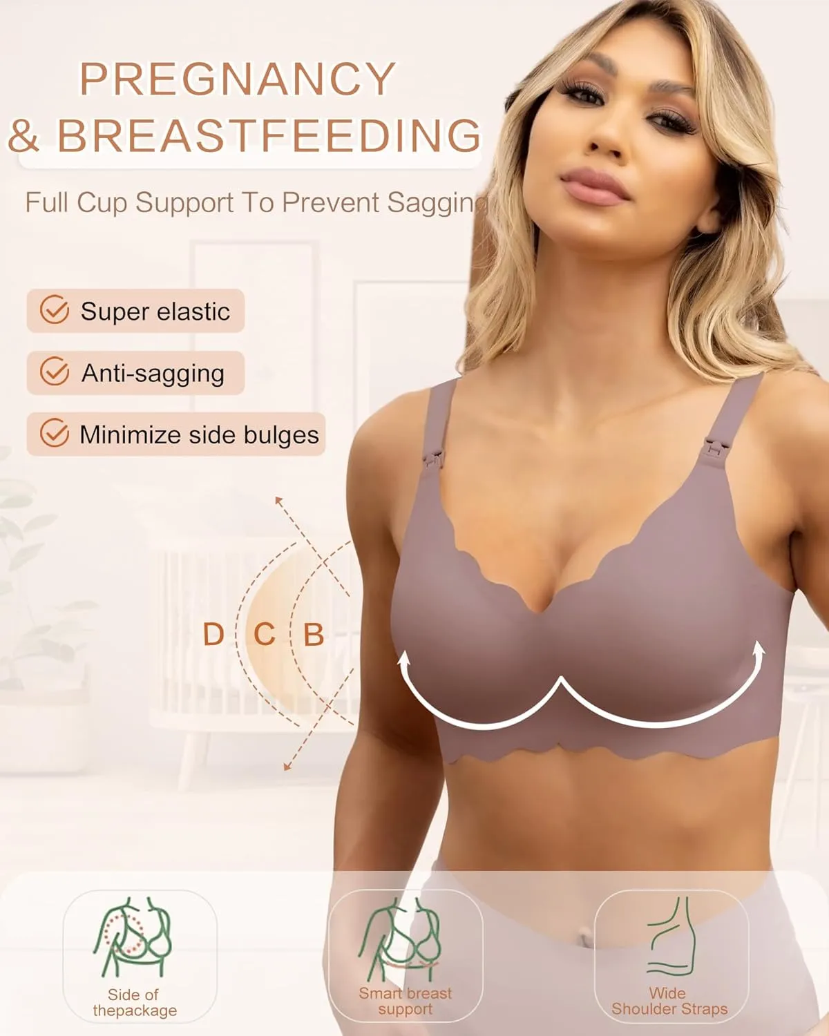Nursing Bras for Breastfeeding Wavy Seamless Comfort Maternity Bralette Wireless Pregnancy Sleep Bra with Support