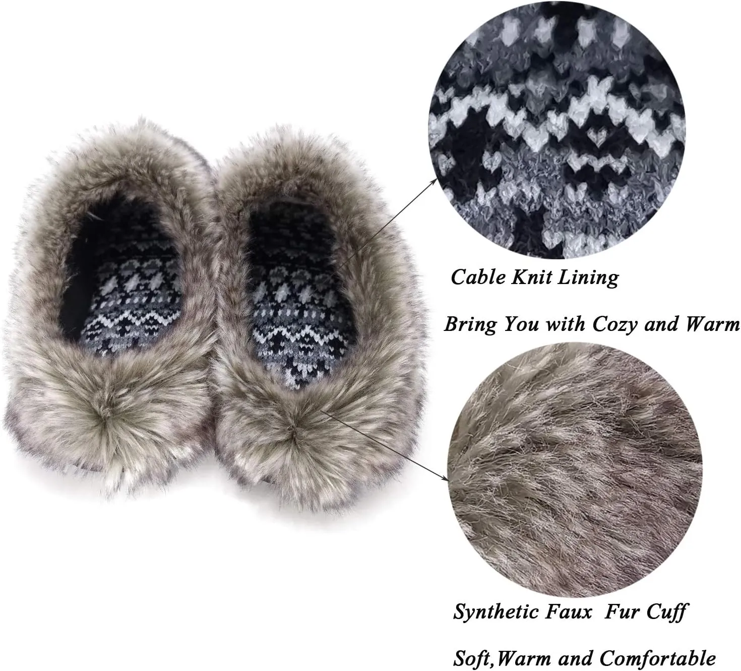 ofoot Womens Winter Warm Moccasins Suede Faux Fur Mule Slippers Furry House Shoes Memory Foam Hard Soled for Indoor Outdoor