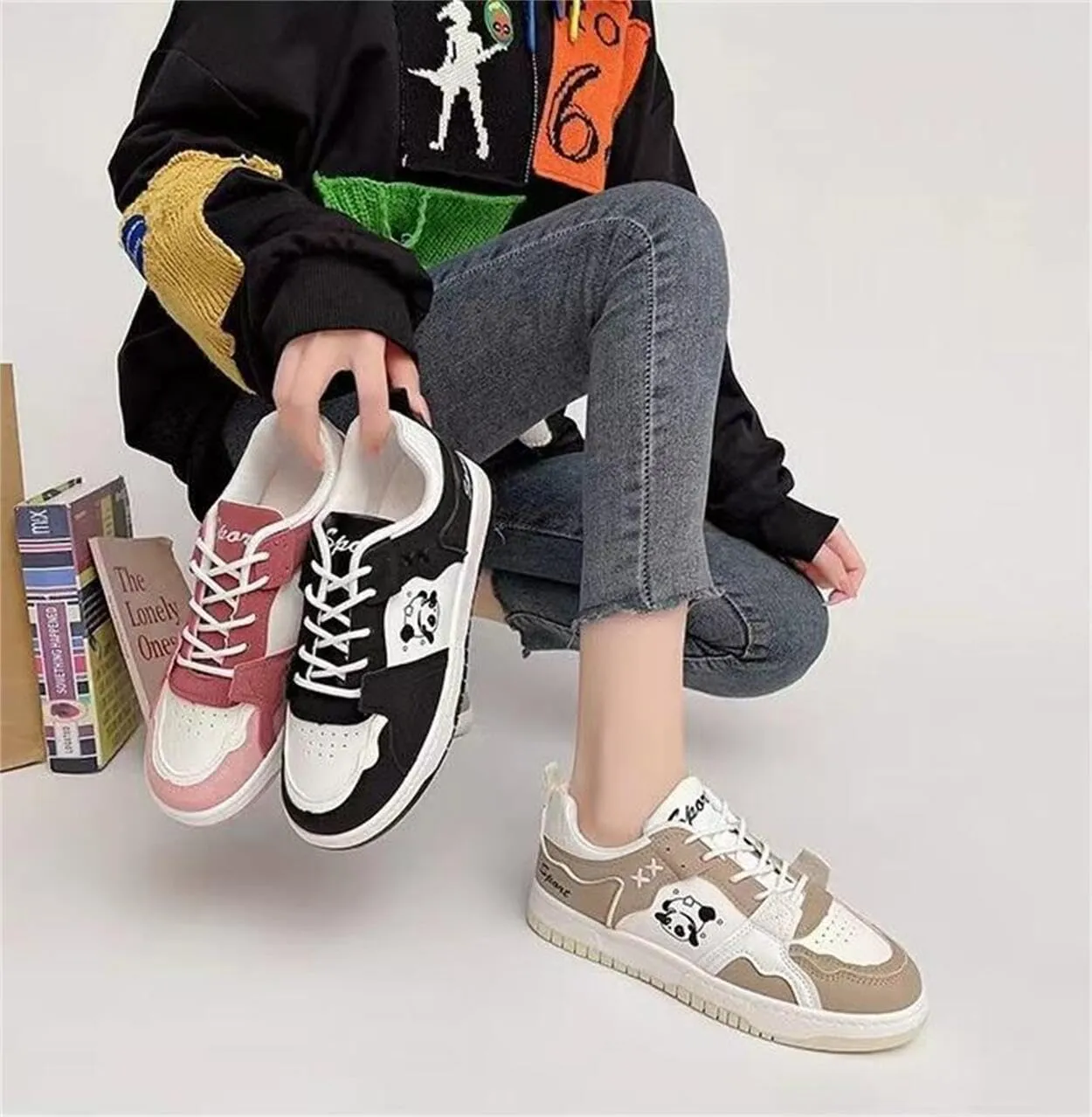 Panda Shoes Sneakers for Women Running Shoes Non Slip On Casual Walking Shoes Fashion Lightweight Sneaker for Work Travel