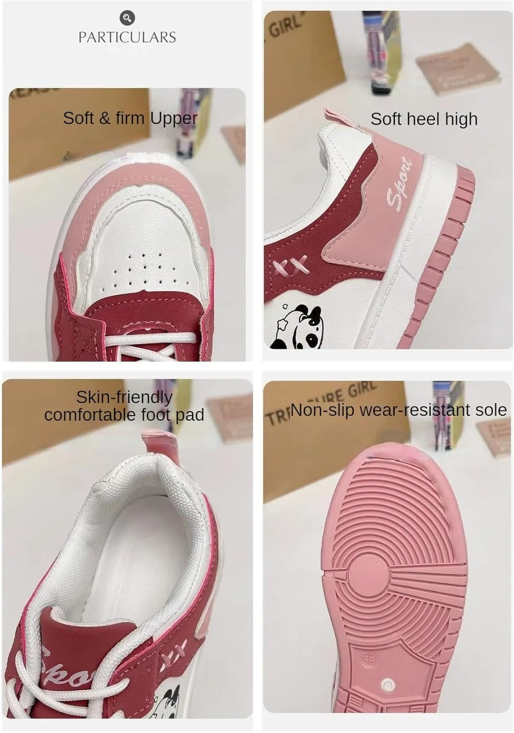 Panda Shoes Sneakers for Women Running Shoes Non Slip On Casual Walking Shoes Fashion Lightweight Sneaker for Work Travel
