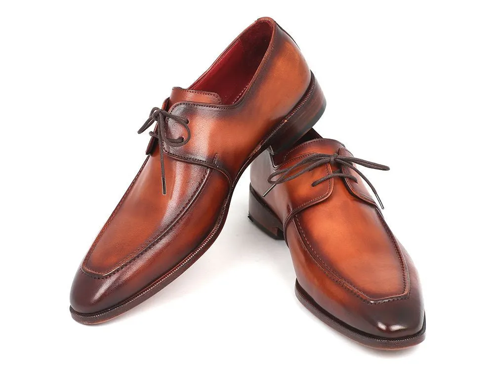 Paul Parkman Brown Leather Apron Derby Shoes For Men