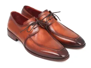 Paul Parkman Brown Leather Apron Derby Shoes For Men