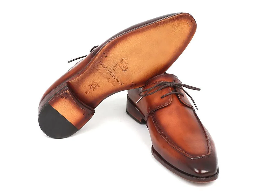 Paul Parkman Brown Leather Apron Derby Shoes For Men
