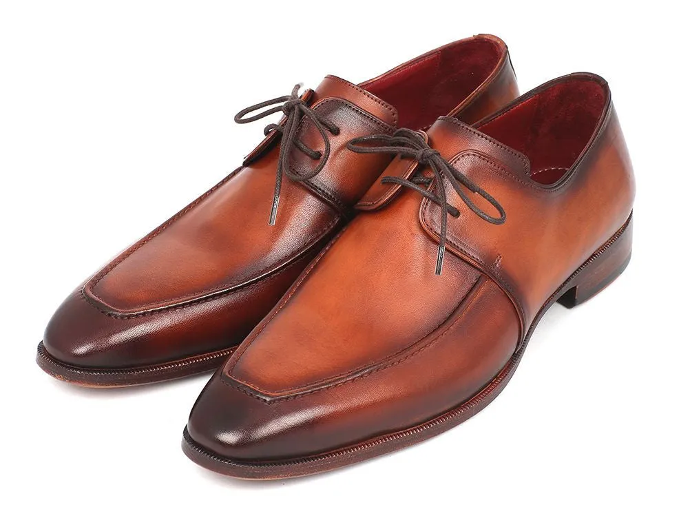 Paul Parkman Brown Leather Apron Derby Shoes For Men