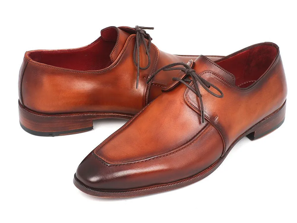Paul Parkman Brown Leather Apron Derby Shoes For Men