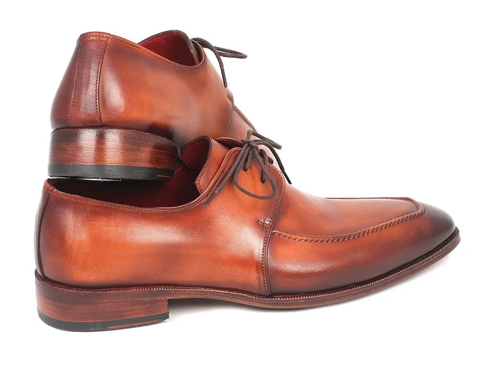 Paul Parkman Brown Leather Apron Derby Shoes For Men