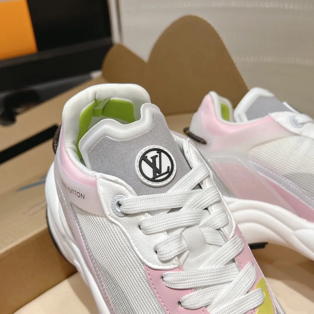 Pink Vuitton Eye-catching 50mm 55 Grey Mesh Run Polyester Fabric Trusted reviews Louis Sneaker