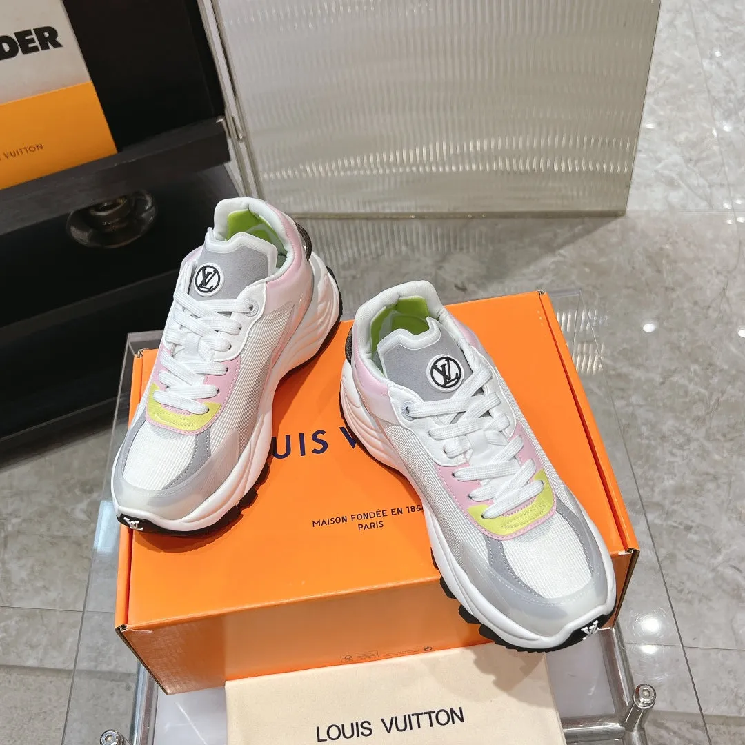 Pink Vuitton Eye-catching 50mm 55 Grey Mesh Run Polyester Fabric Trusted reviews Louis Sneaker