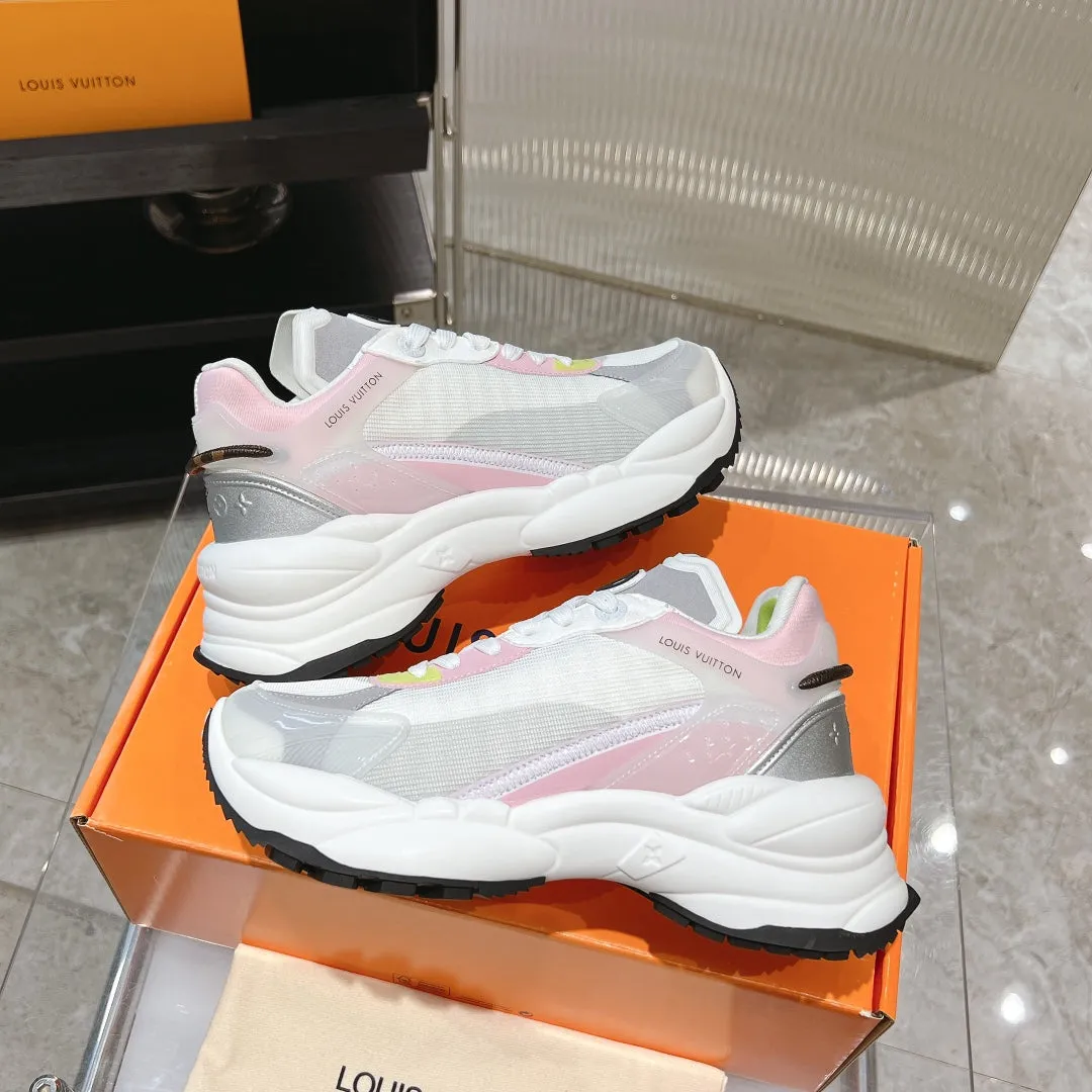Pink Vuitton Eye-catching 50mm 55 Grey Mesh Run Polyester Fabric Trusted reviews Louis Sneaker
