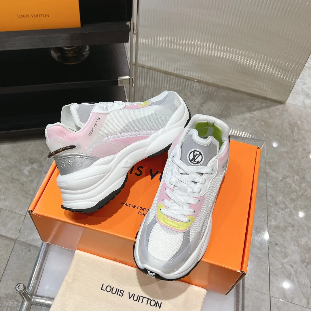 Pink Vuitton Eye-catching 50mm 55 Grey Mesh Run Polyester Fabric Trusted reviews Louis Sneaker