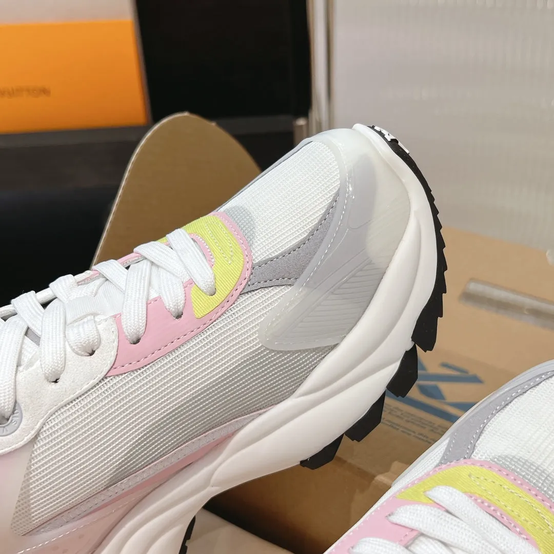 Pink Vuitton Eye-catching 50mm 55 Grey Mesh Run Polyester Fabric Trusted reviews Louis Sneaker