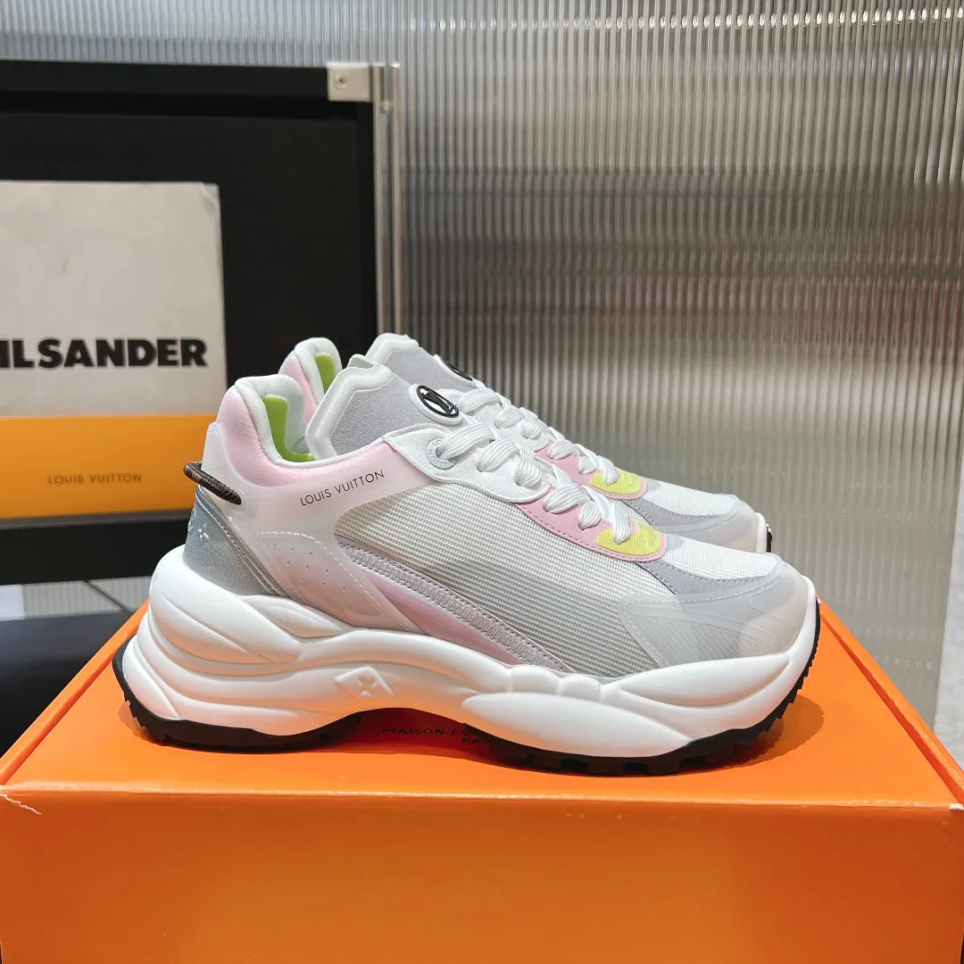 Pink Vuitton Eye-catching 50mm 55 Grey Mesh Run Polyester Fabric Trusted reviews Louis Sneaker