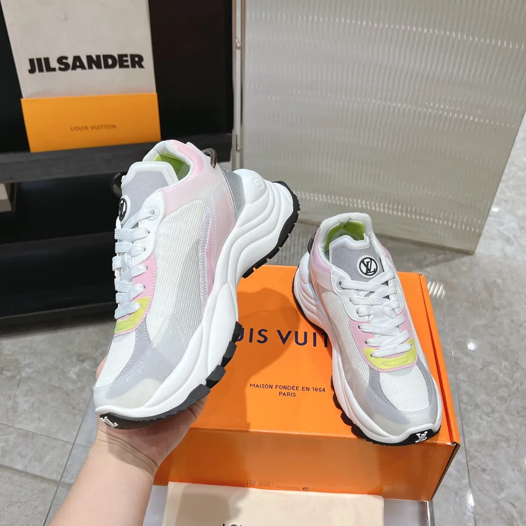 Pink Vuitton Eye-catching 50mm 55 Grey Mesh Run Polyester Fabric Trusted reviews Louis Sneaker