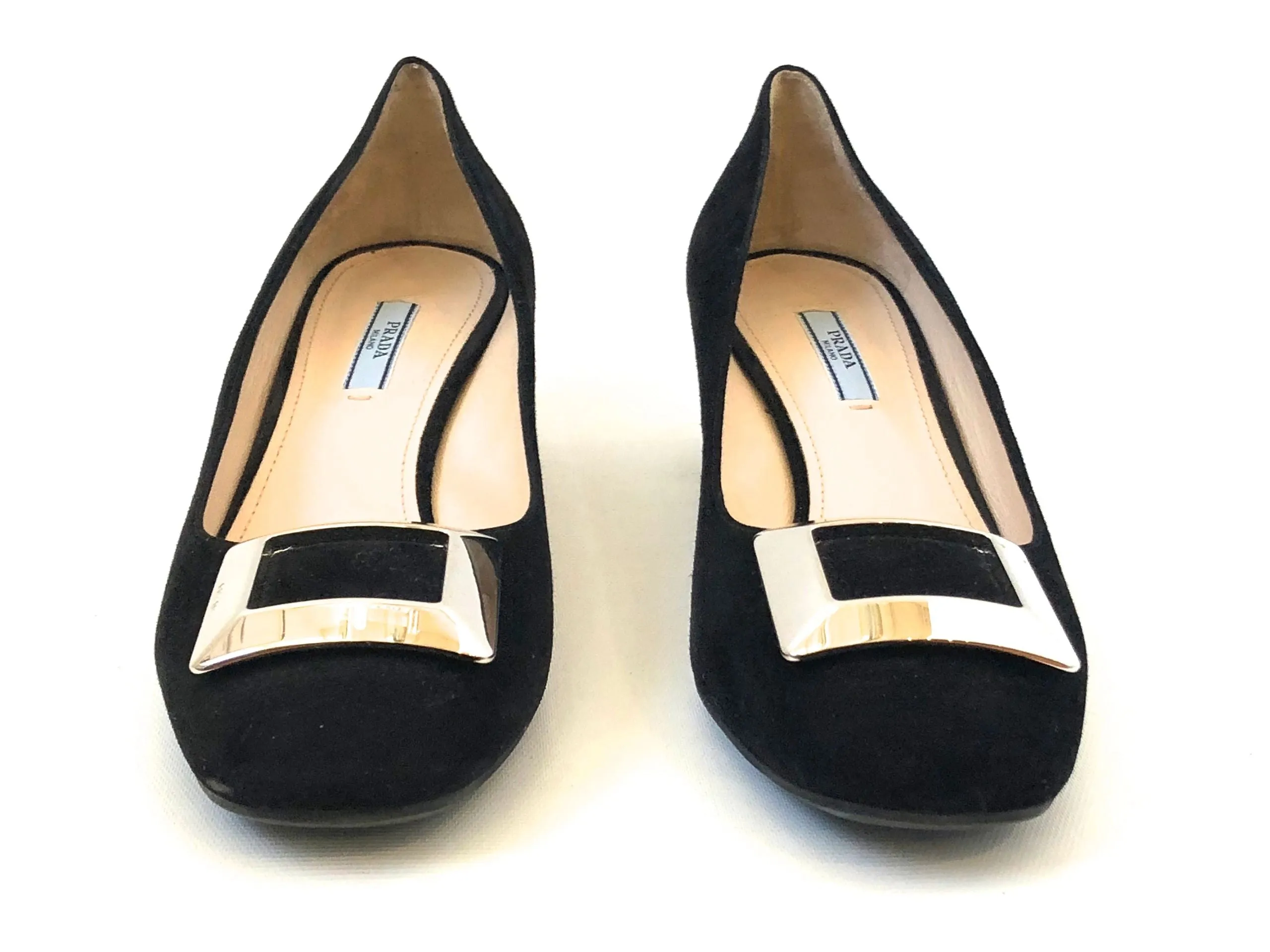 Prada Suede Buckle Pump Size 40 It (10 Us)