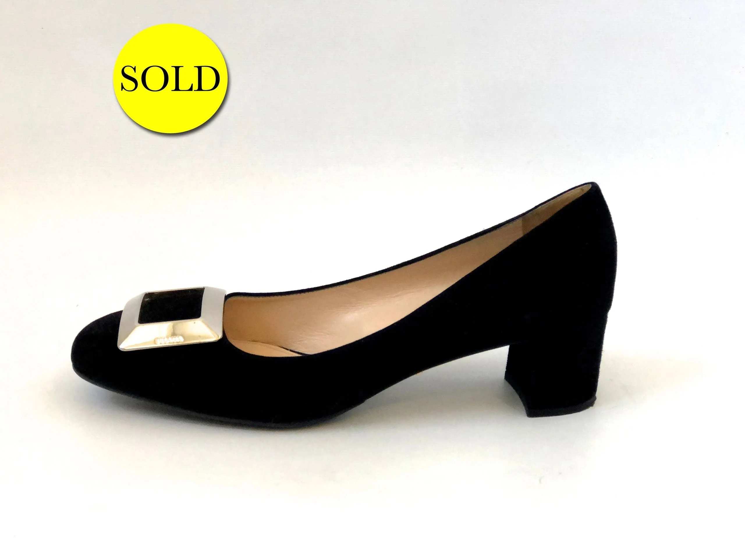 Prada Suede Buckle Pump Size 40 It (10 Us)