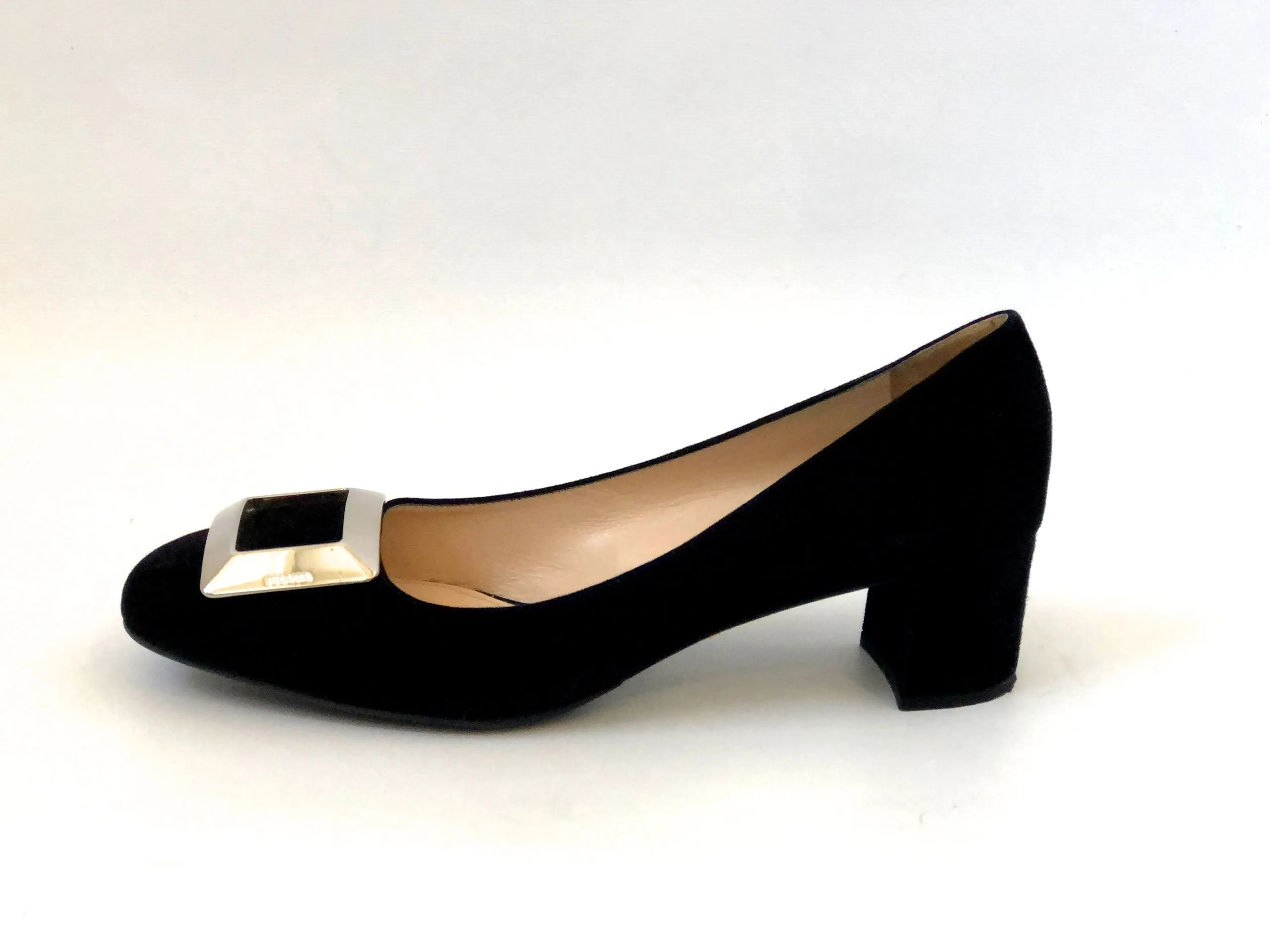 Prada Suede Buckle Pump Size 40 It (10 Us)