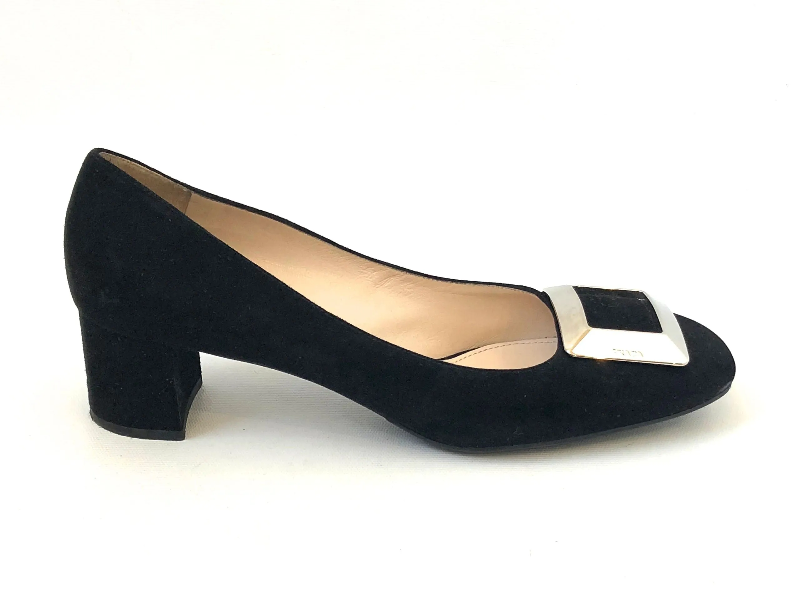 Prada Suede Buckle Pump Size 40 It (10 Us)