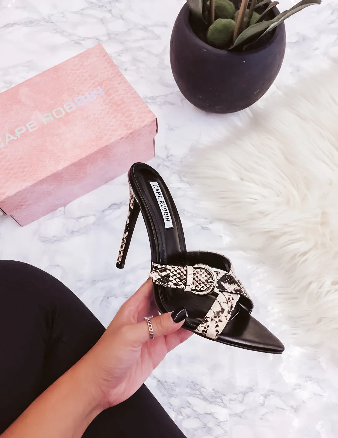 Pump High Cape Single Snake Mule Robbin Toe Big savings event Heel Ferocious Open Super savings Sole Sandals