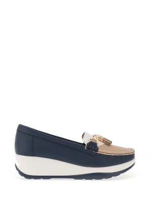 Redz Colour Block Platform Loafer, Navy Multi