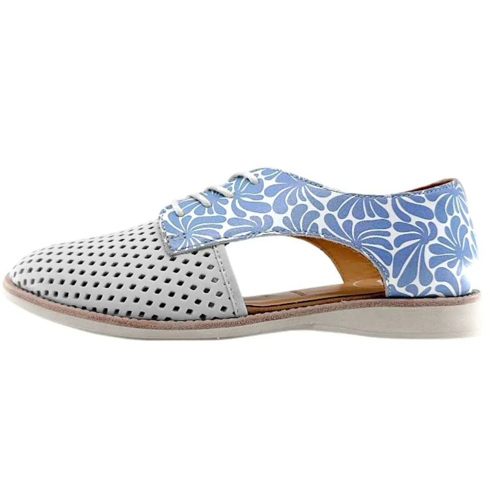 ROLLIE SIDECUT PUNCH WHITE/STEEL BLUE FLOWER