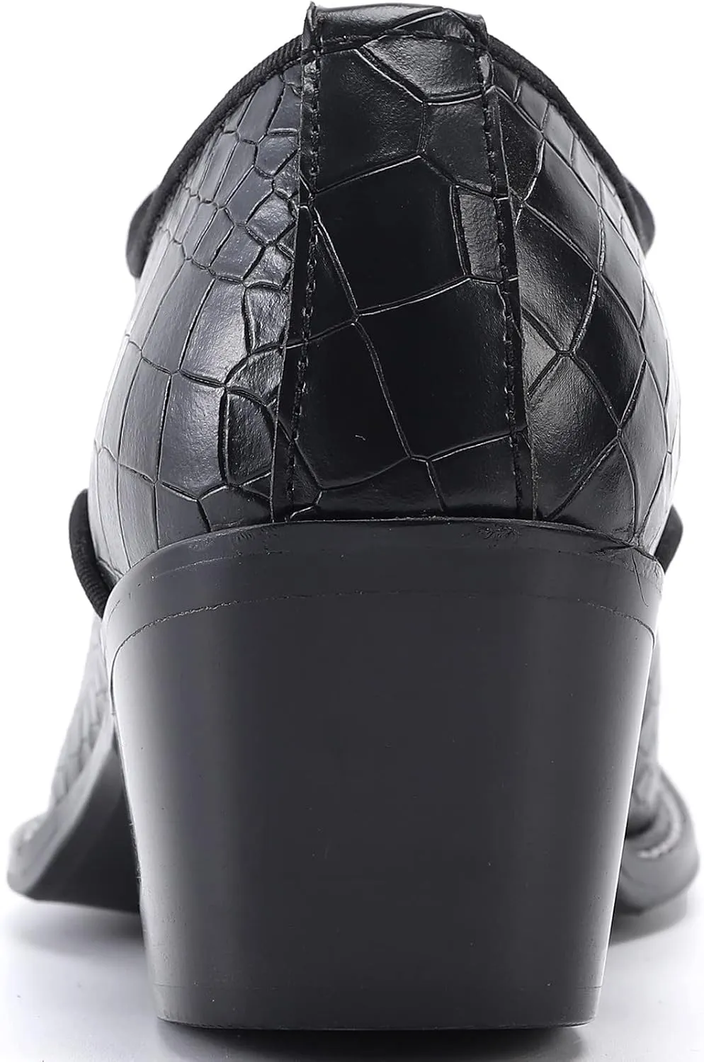 Santimon Men's Dress Oxford Snake Print Patent Metal Toe Two Tone Formal Shoes