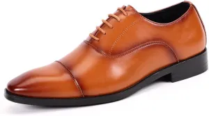 Santimon Men's Oxford Dress Classic Formal Business Cap Toe Leather Lined Derby Shoes