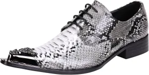 Santimon Mens Western Pointed Toe Leather Lace Up Dress Shoes Fashion Casual Metal Tip Oxford