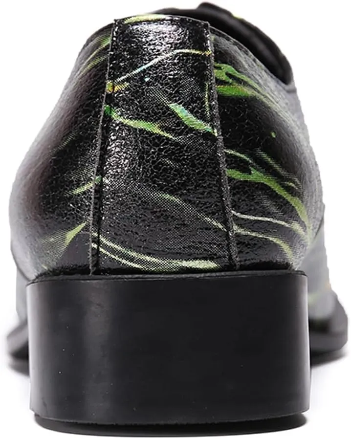 Santimon Mens Western Pointed Toe Leather Lace Up Dress Shoes Fashion Casual Metal Tip Oxford