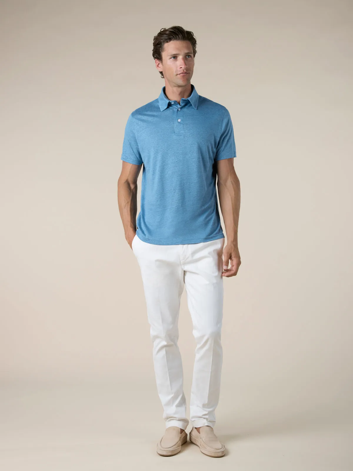 Sapphire Linen Polo Shirt