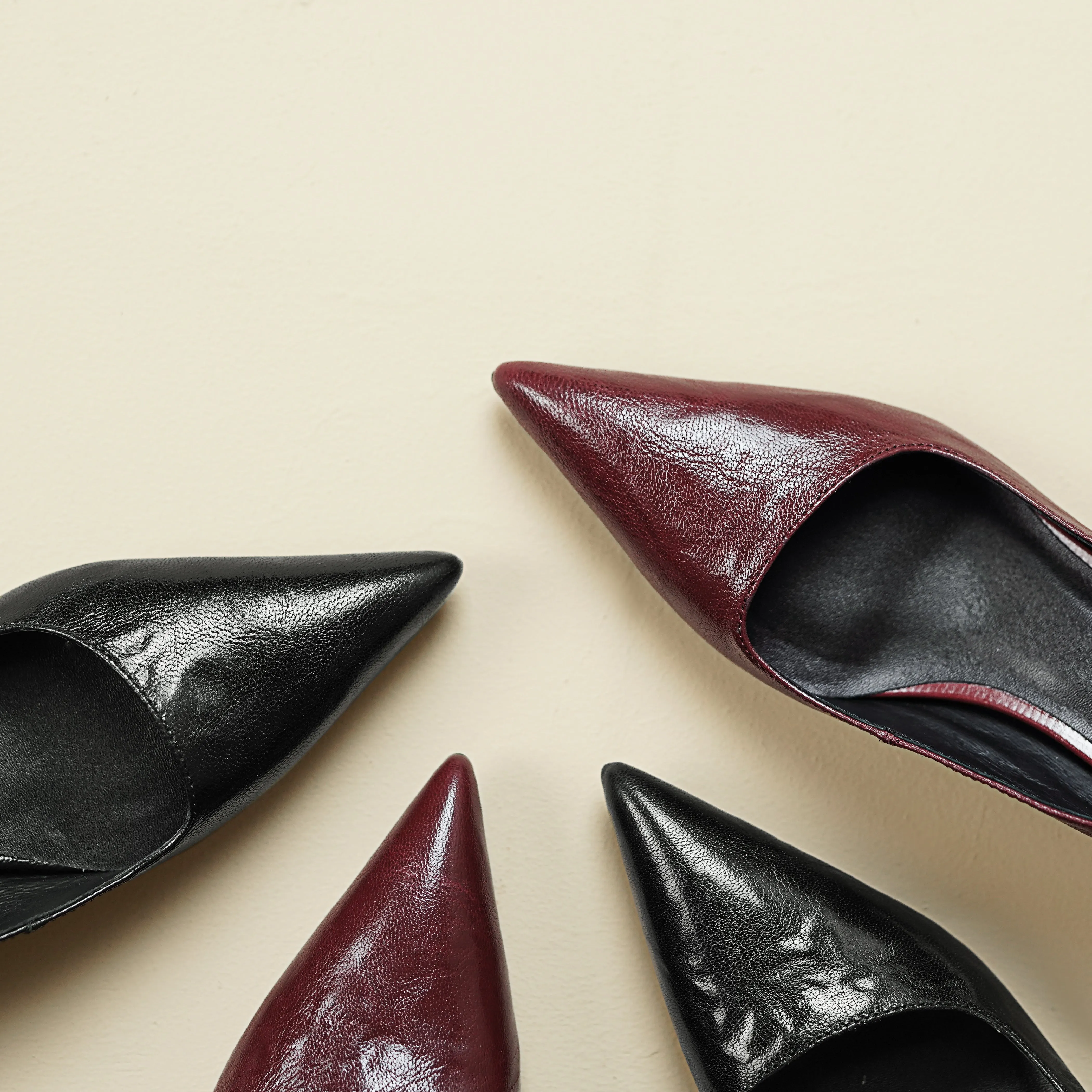 Sheepskin Kitten Heel Low Pointed Toe Pumps Women's Shoes