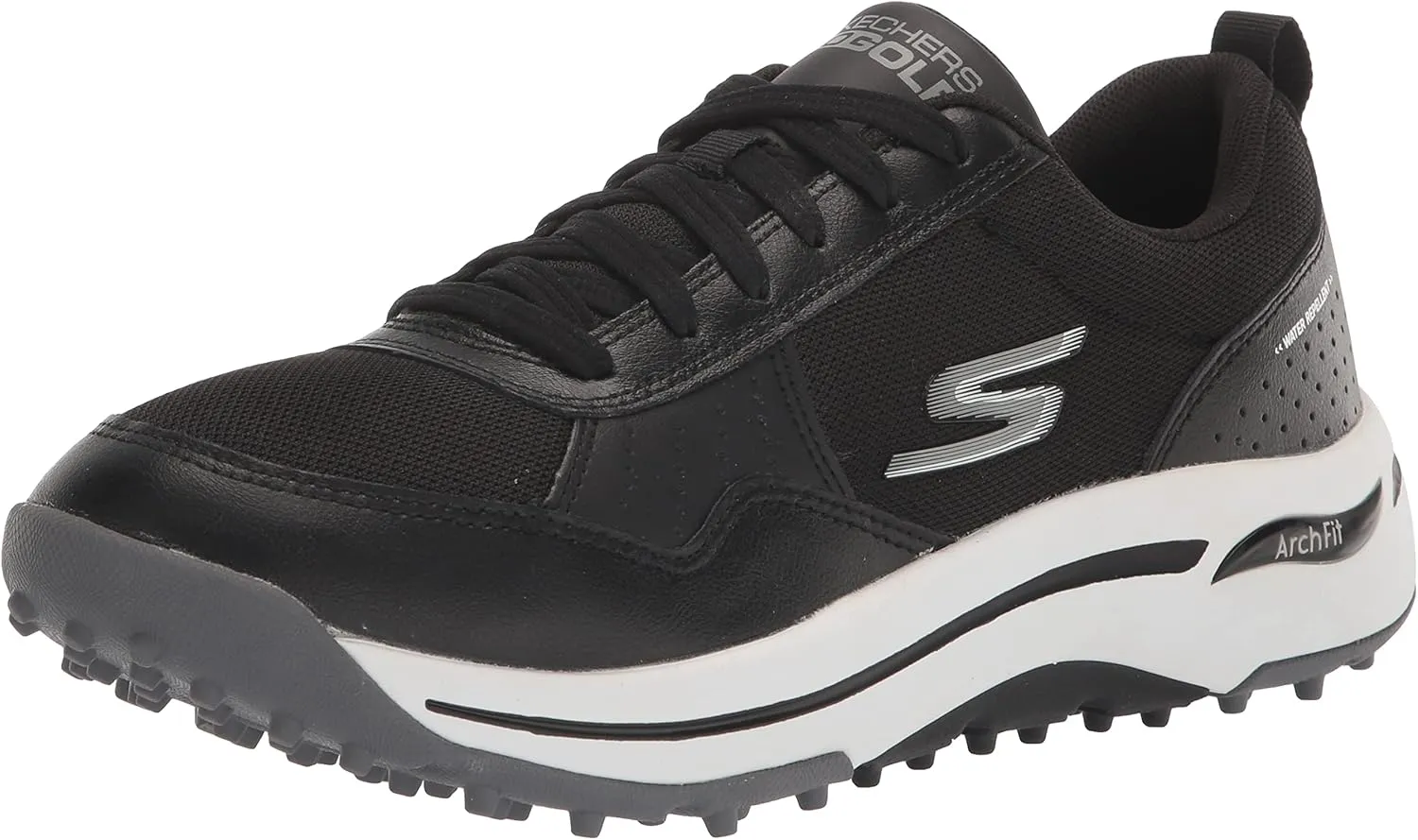 Skechers Men's Arch Fit Golf Shoe Sneaker, Black/White, 8.5