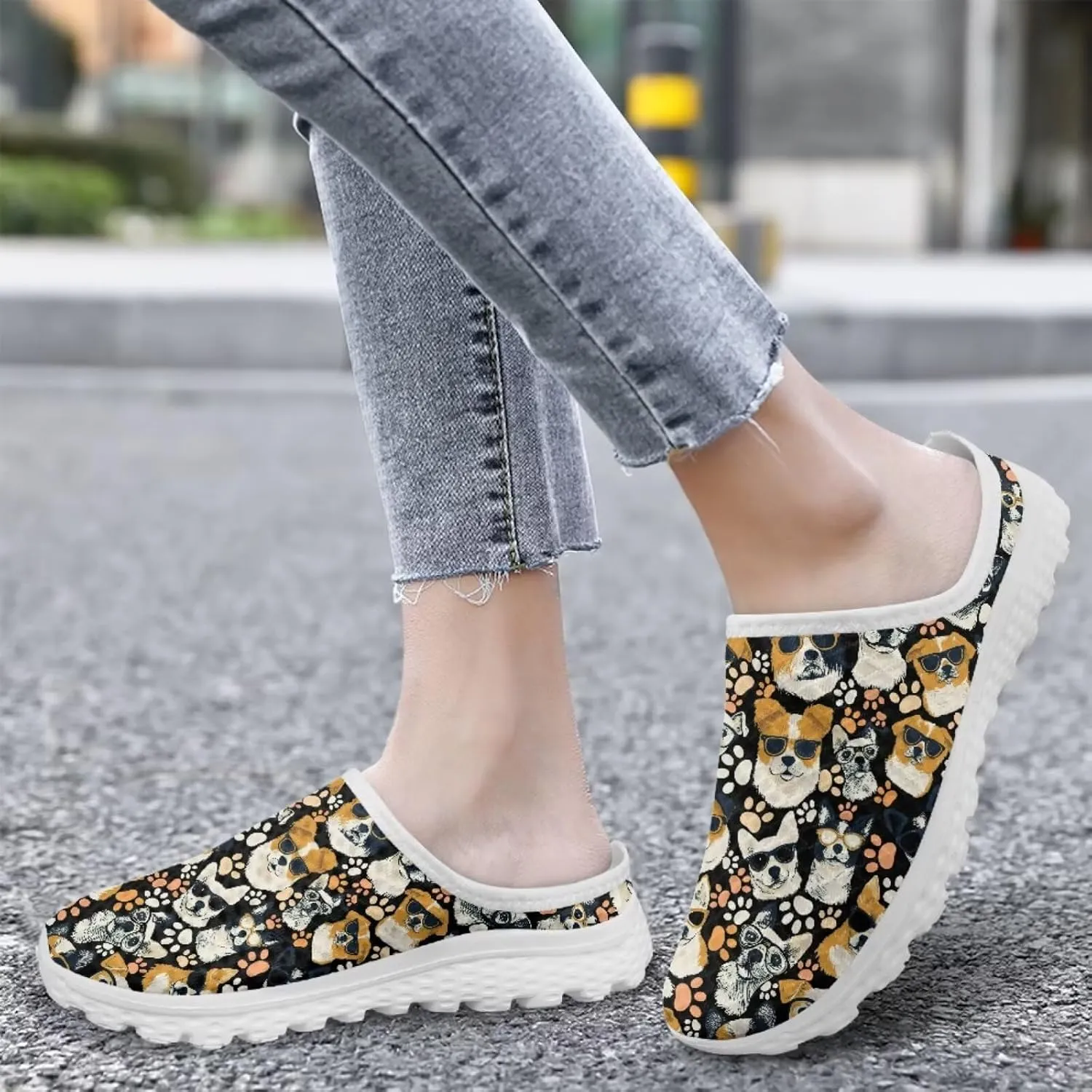 Slip On Women Shoes Y2K Kitty Painted Daily Walking Mule Sneakers Slip Resistance Backless Hiking Slippers
