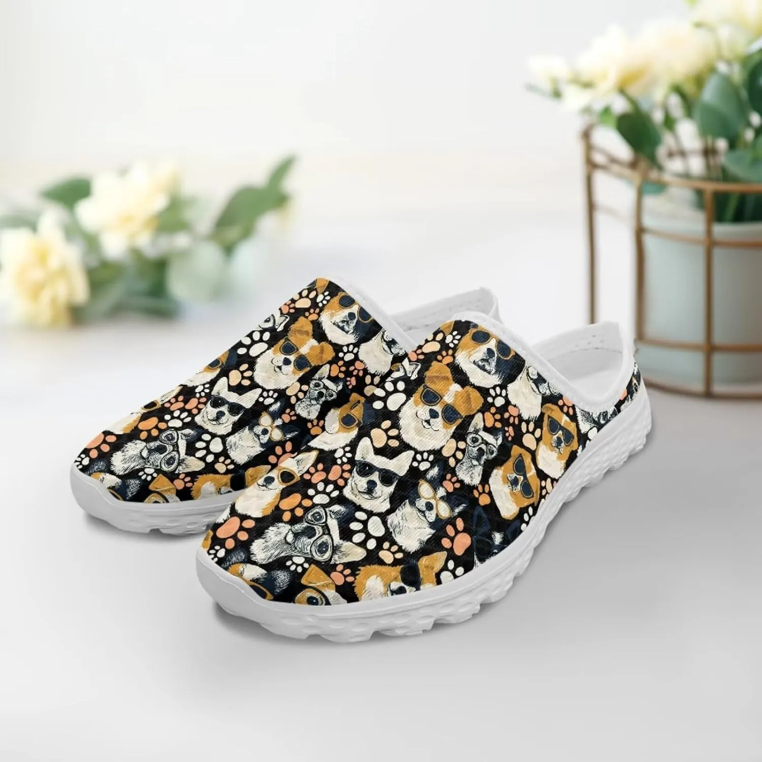 Slip On Women Shoes Y2K Kitty Painted Daily Walking Mule Sneakers Slip Resistance Backless Hiking Slippers
