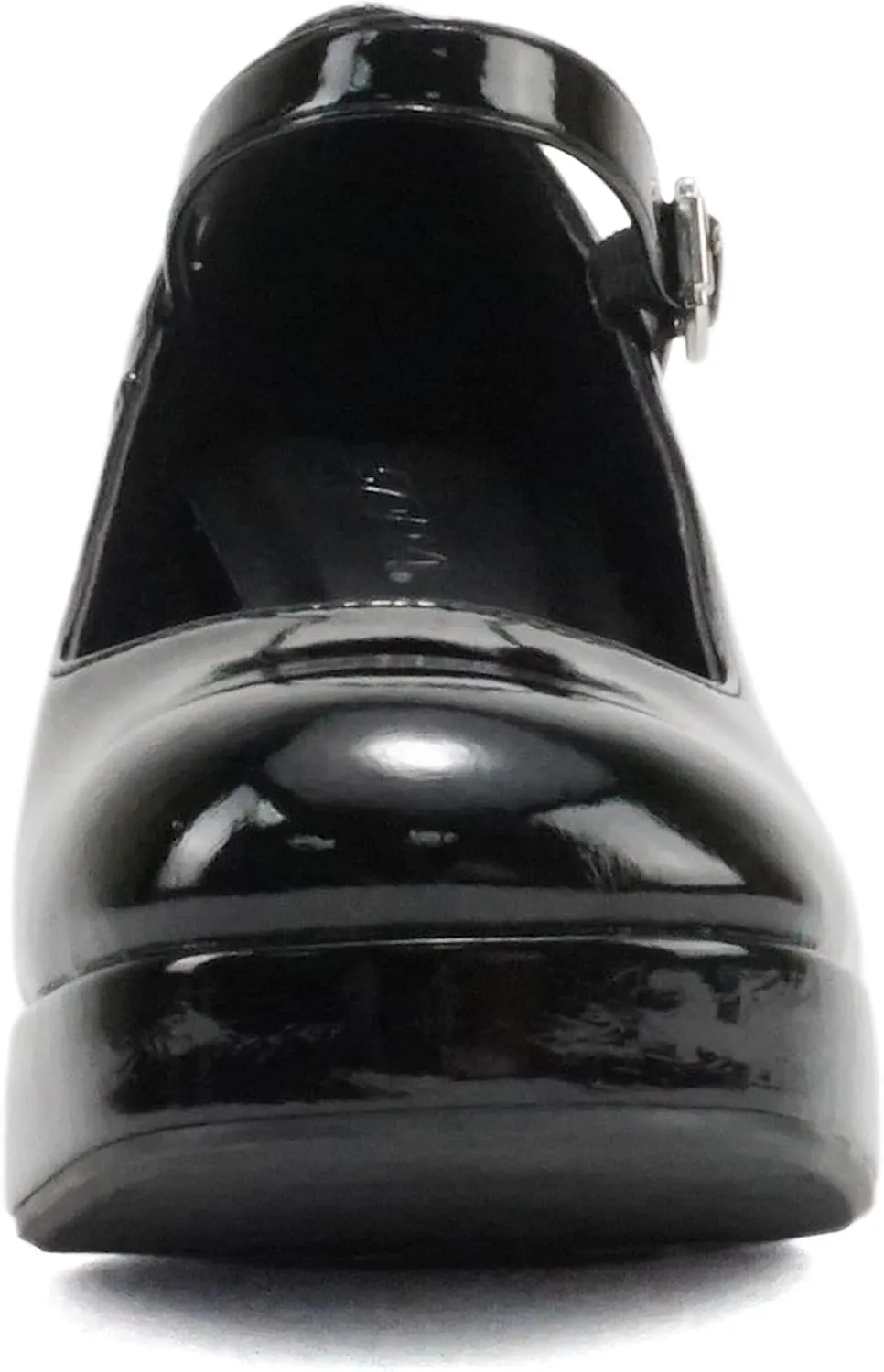 Soda “NOSTA” ~ Women Square Toe Mary Jane Platform High Chunky Flare Heel Pump Shoe with Adjustable Ankle Strap