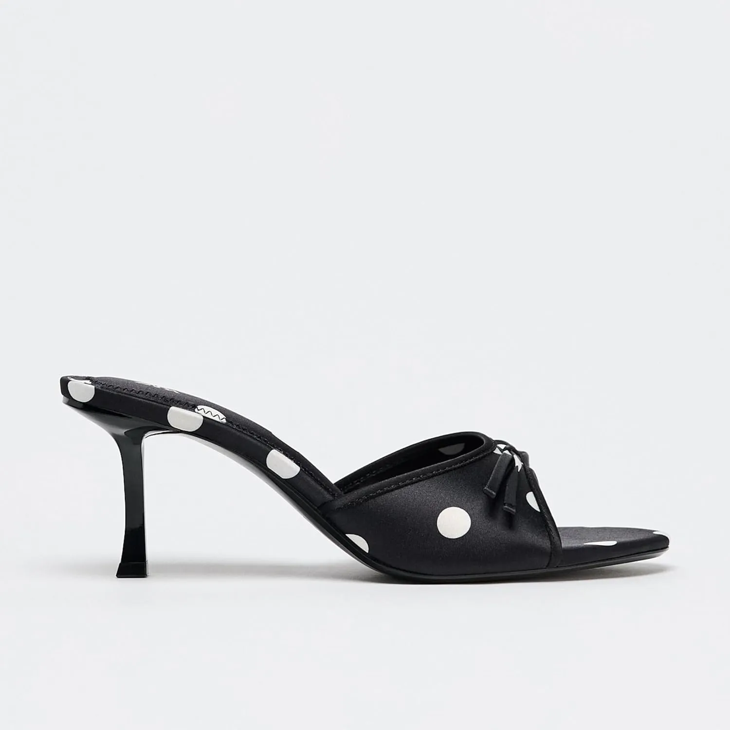 Summer Mule Sandals for Women Vintage Polka Dot Heeled Sandals with Bow Open Round Toe Stiletto High Heels Party Dress Slide-Sandals