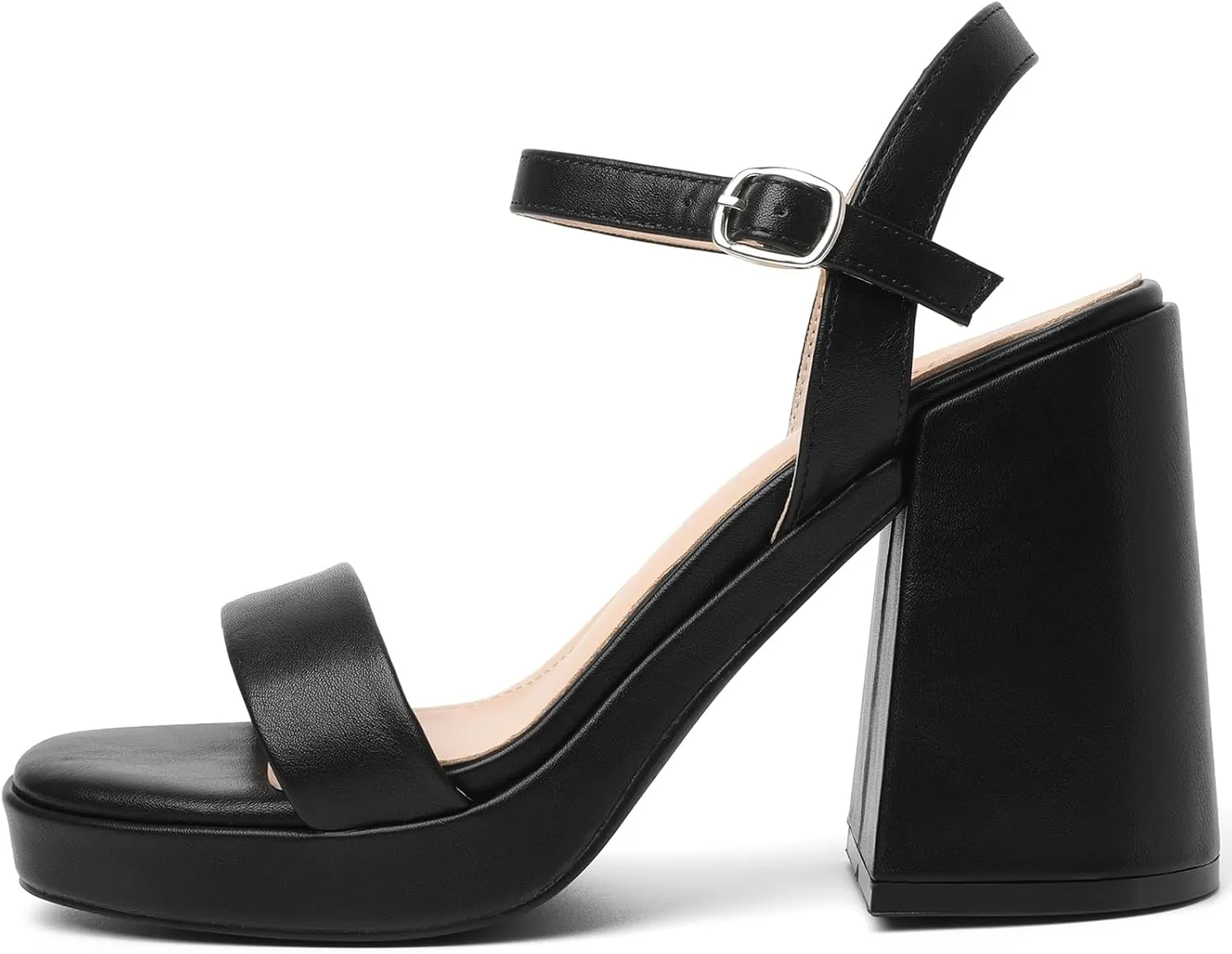 Susanny Heels for Women Platform Chunky High Heels Square toe Sexy Block Heeled Sandals Wedding Party Evening Prom Dance Ankle Strappy Dressy Pump Shoes